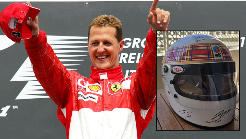 2013’te geçirdiği kazanın ardından bir daha kamuoyu önüne çıkmayan Micheal Schumacher, tüm F1 şampiyonlarının imzaladığı kaska imza attı