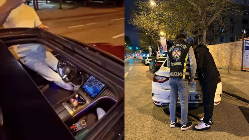 Bağdat Caddesi’nde direksiyonun üzerine çıkıp aracı ayağıyla süren sürücü ve yanındaki yolculara para cezası