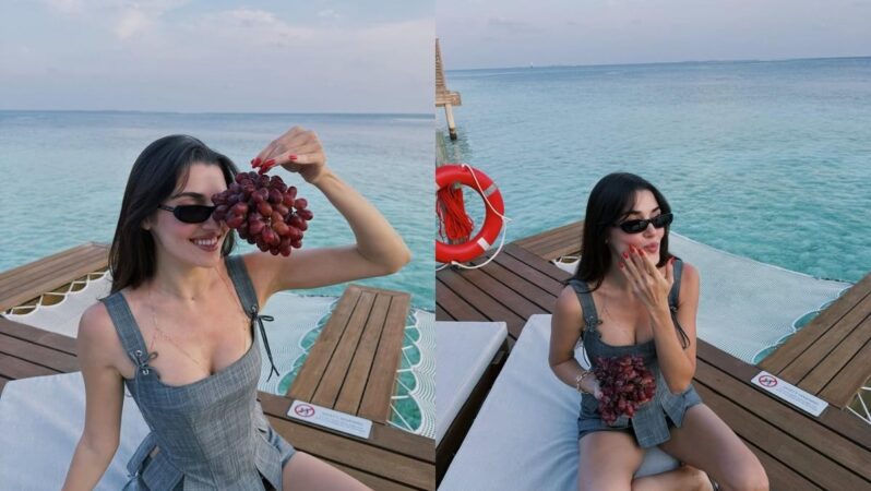 Hande Erçel Maldivler’de poz verdi, Hakan Sabancı çekti