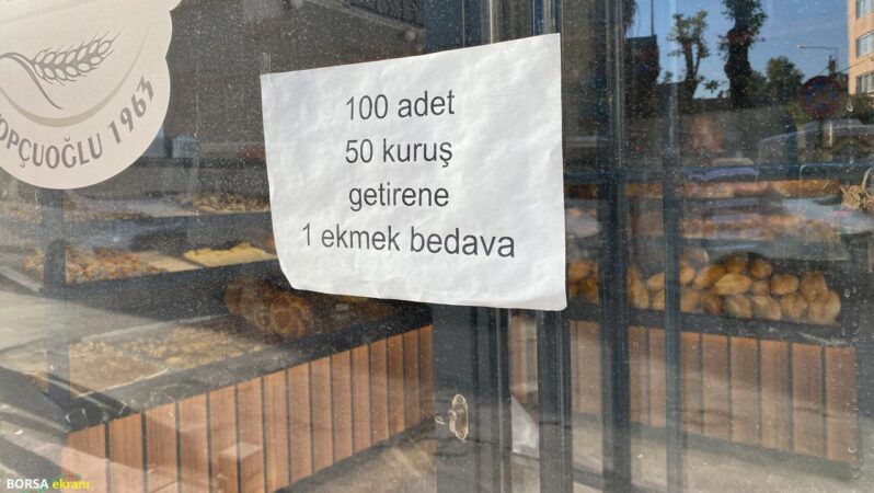 100 adet 50 kuruş getirene 1 ekmek bedava