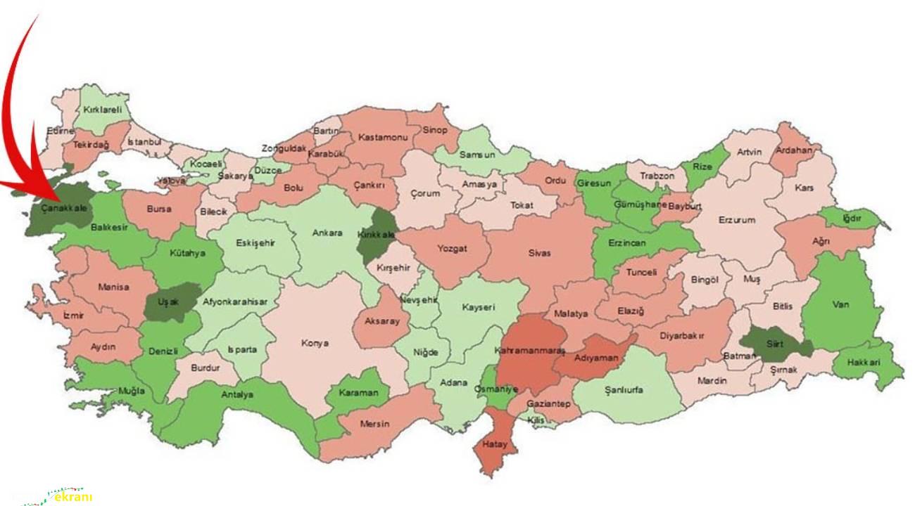 TÜİK yayınladı, ilk sırada Çanakkale var: Harita ne anlama geliyor?