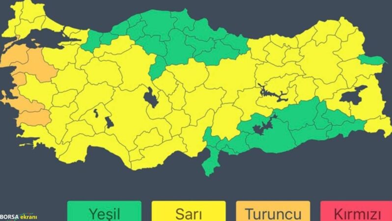 52 il için “sarı”, 4 il için de “turuncu” kodlu uyarı geldi