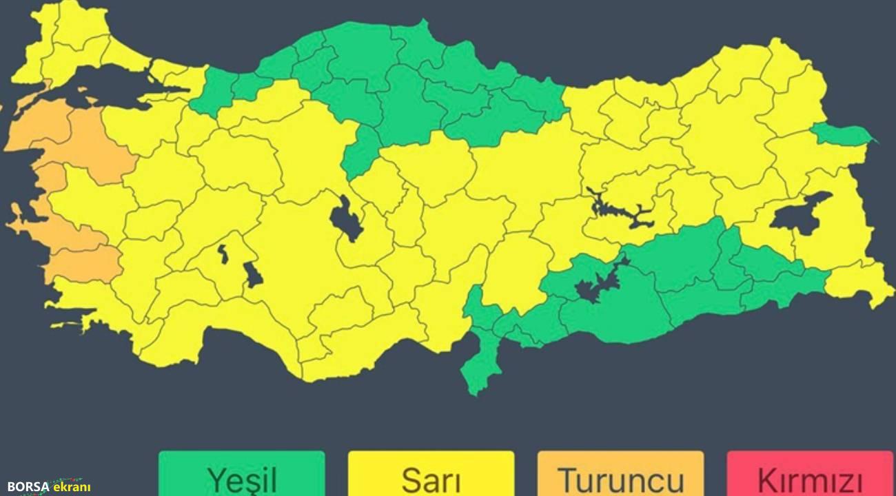 52 il için “sarı”, 4 il için de “turuncu” kodlu uyarı geldi