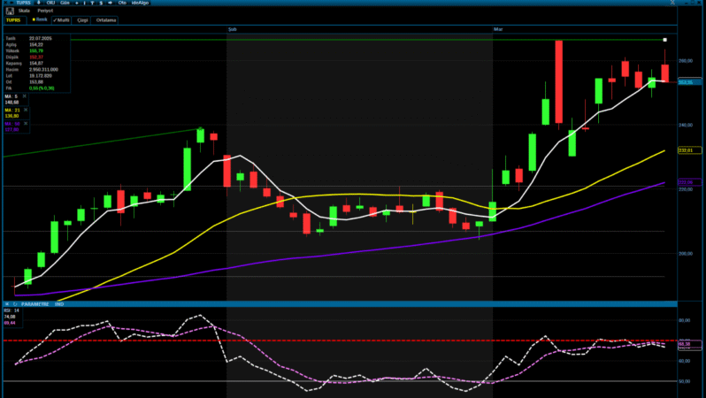 TÜPRAŞ  Yükseliş Trendinde: 250 TL Üzerinde Güçlü Seyir
