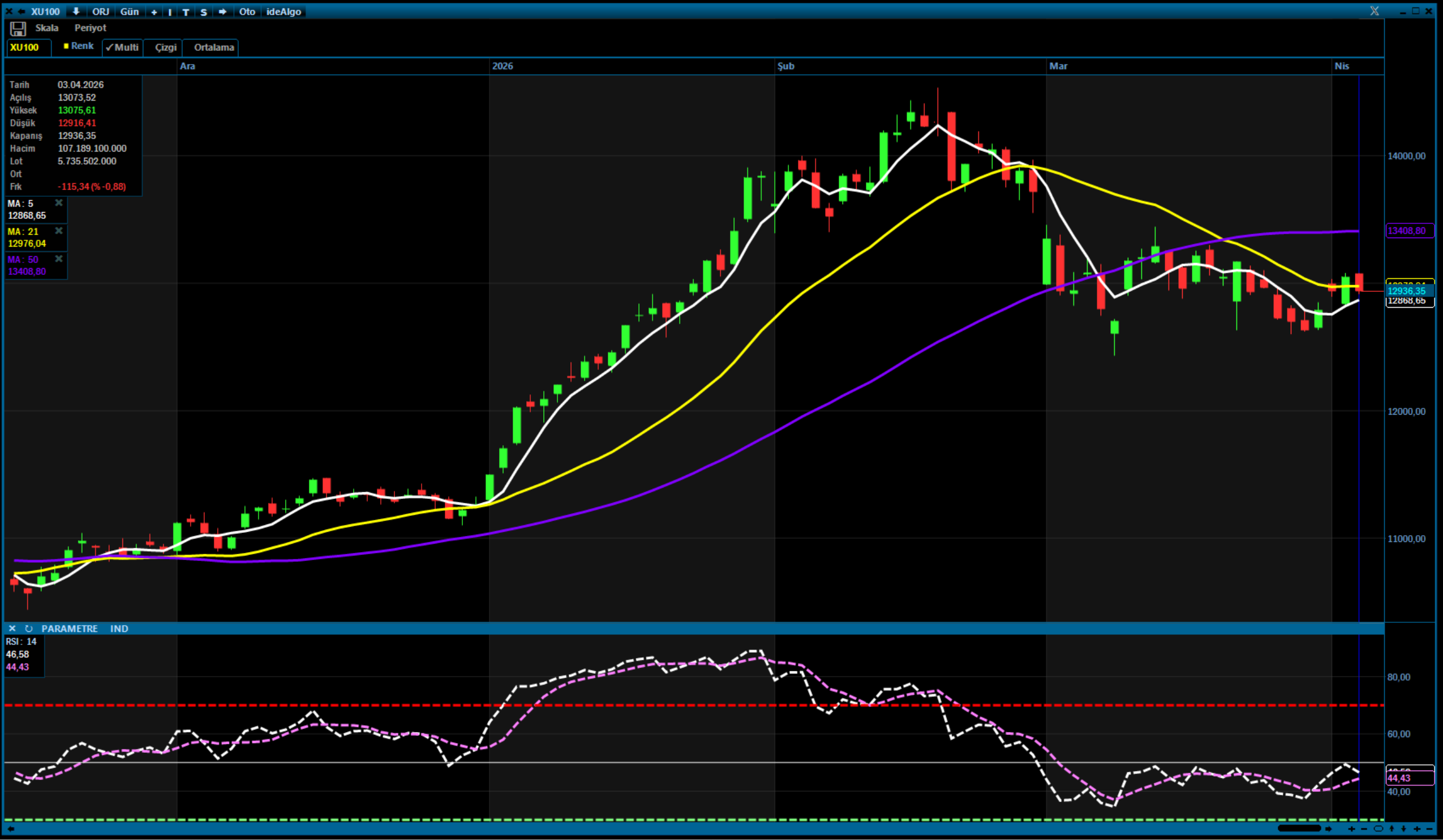 BIST 100 hisselerinin teknik analizi
