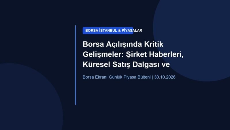 Borsa Açılışında Kritik Gelişmeler: Şirket Haberleri, Küresel Satış Dalgası ve Yatırımcı Hakları Rehberi