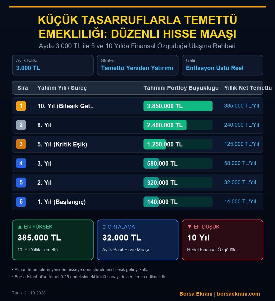 Küçük Tasarruflarla Temettü Emekliliği: Düzenli Hisse Maaşı Yaratma Tablosu