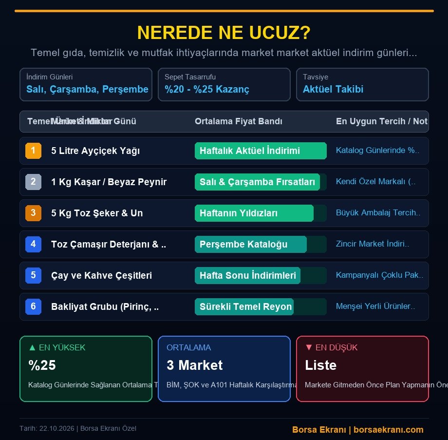Mutfak Bütçesinde Stratejik Alışveriş: Bim, A101 Ve Şok Aktüel İndirim Günleri Rehberi