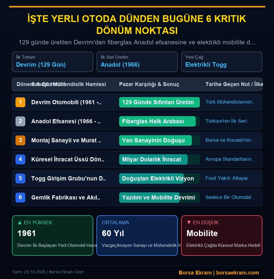 Devrim'den Togg'a Türkiye'nin 60 Yıllık Otomobil Serüveni