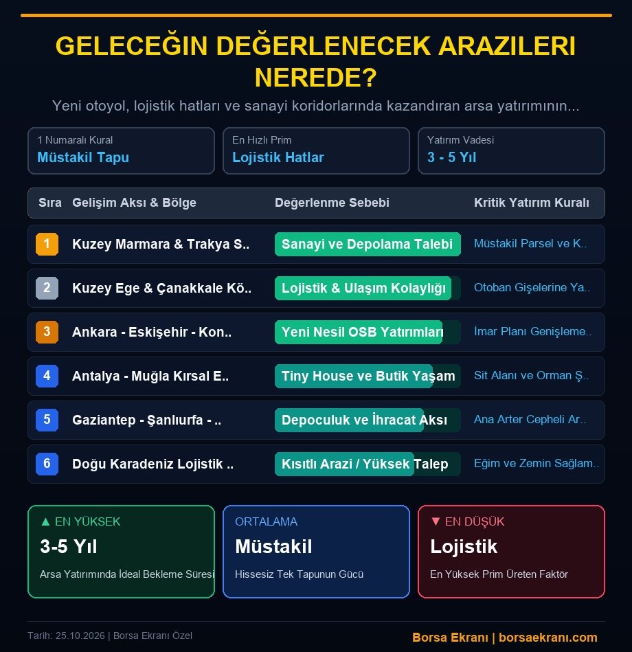 Geleceğin Değerlenecek Arazileri Nerede? Arsa Ve Tarla Yatırımında Prim Yapacak 6 Kritik Bölge